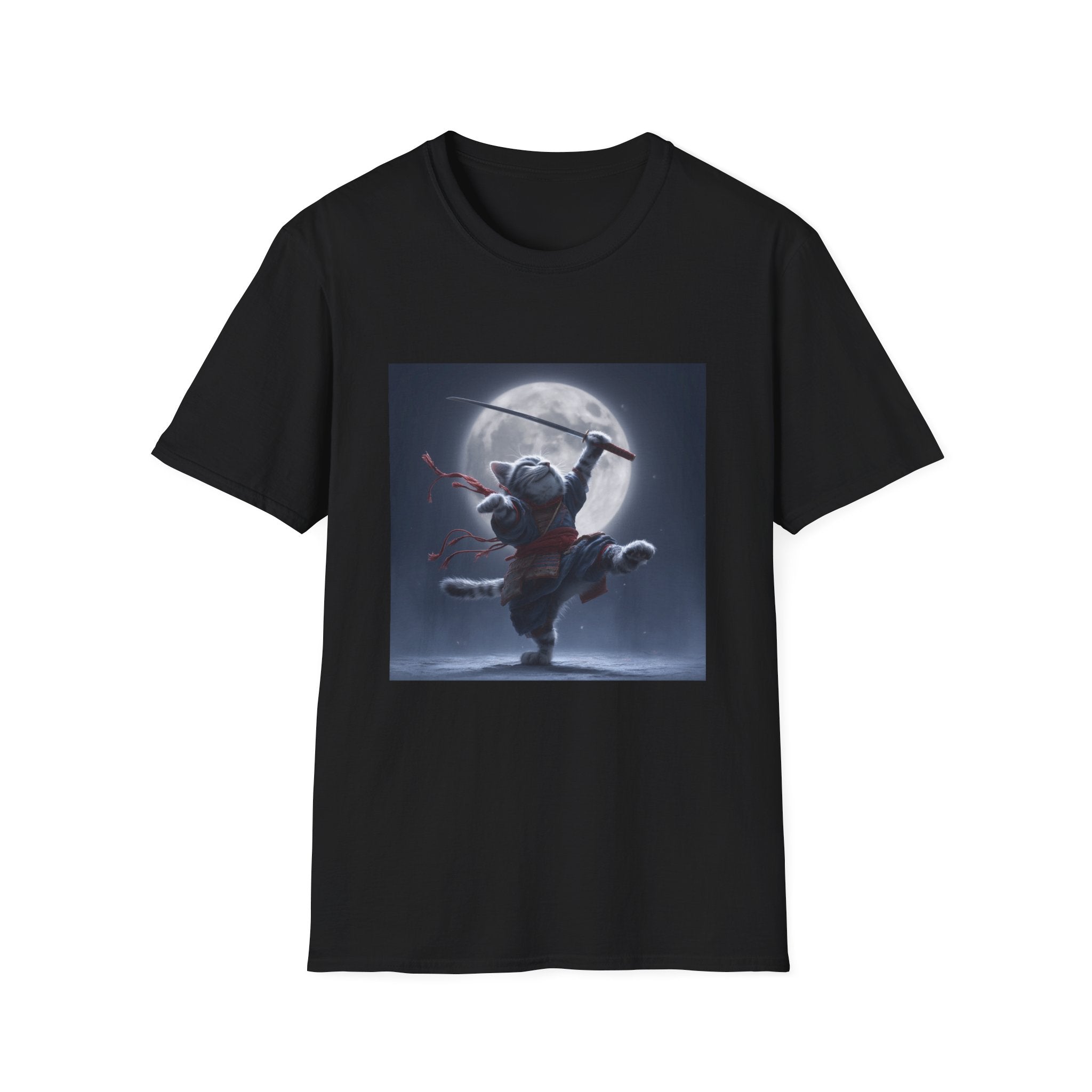 Samurai Cat and Moon T-Shirt