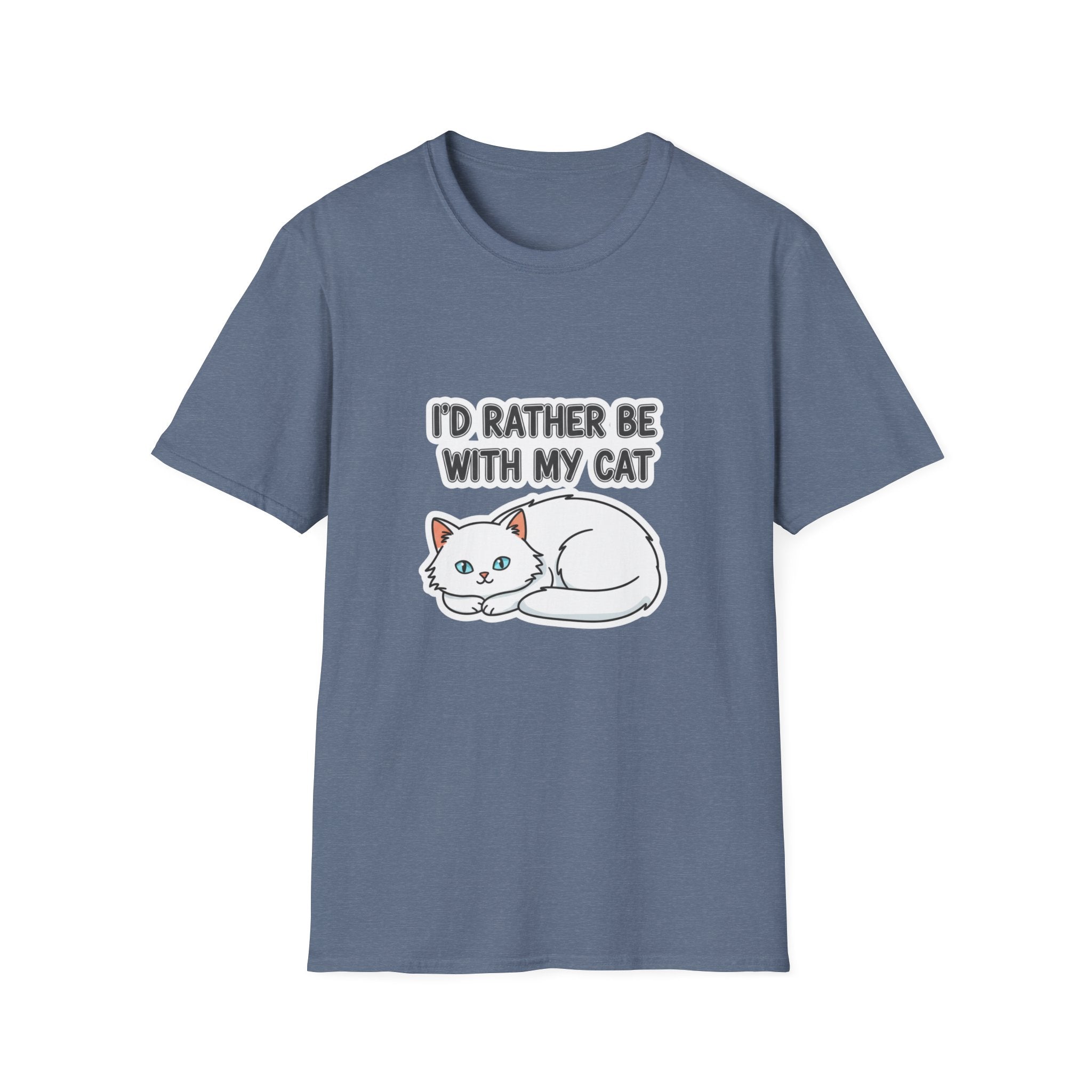 I'd Rather Be With My Cat (White Cat) T-Shirt