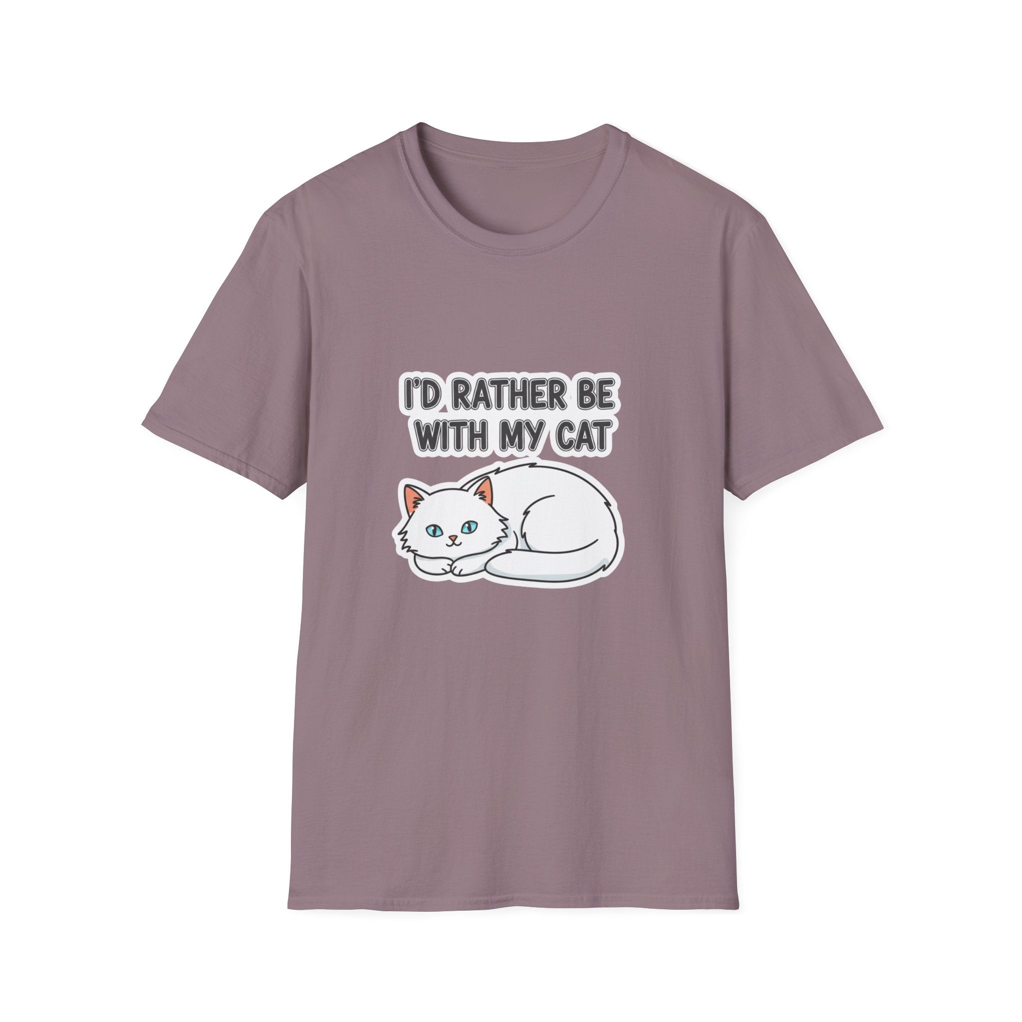 I'd Rather Be With My Cat (White Cat) T-Shirt
