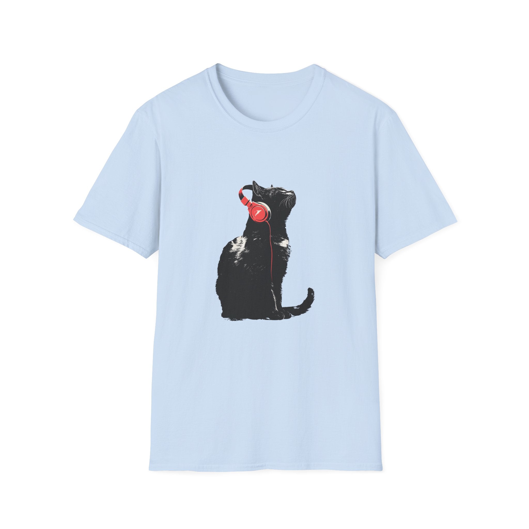 Cat With Red Headphones T-Shirt
