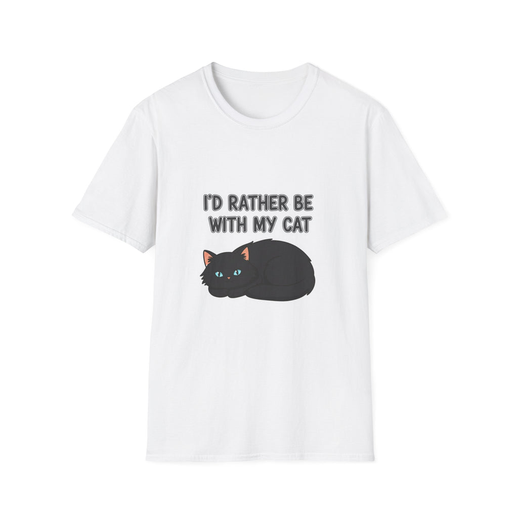 I'd Rather Be With My Cat (Black Cat) T-Shirt