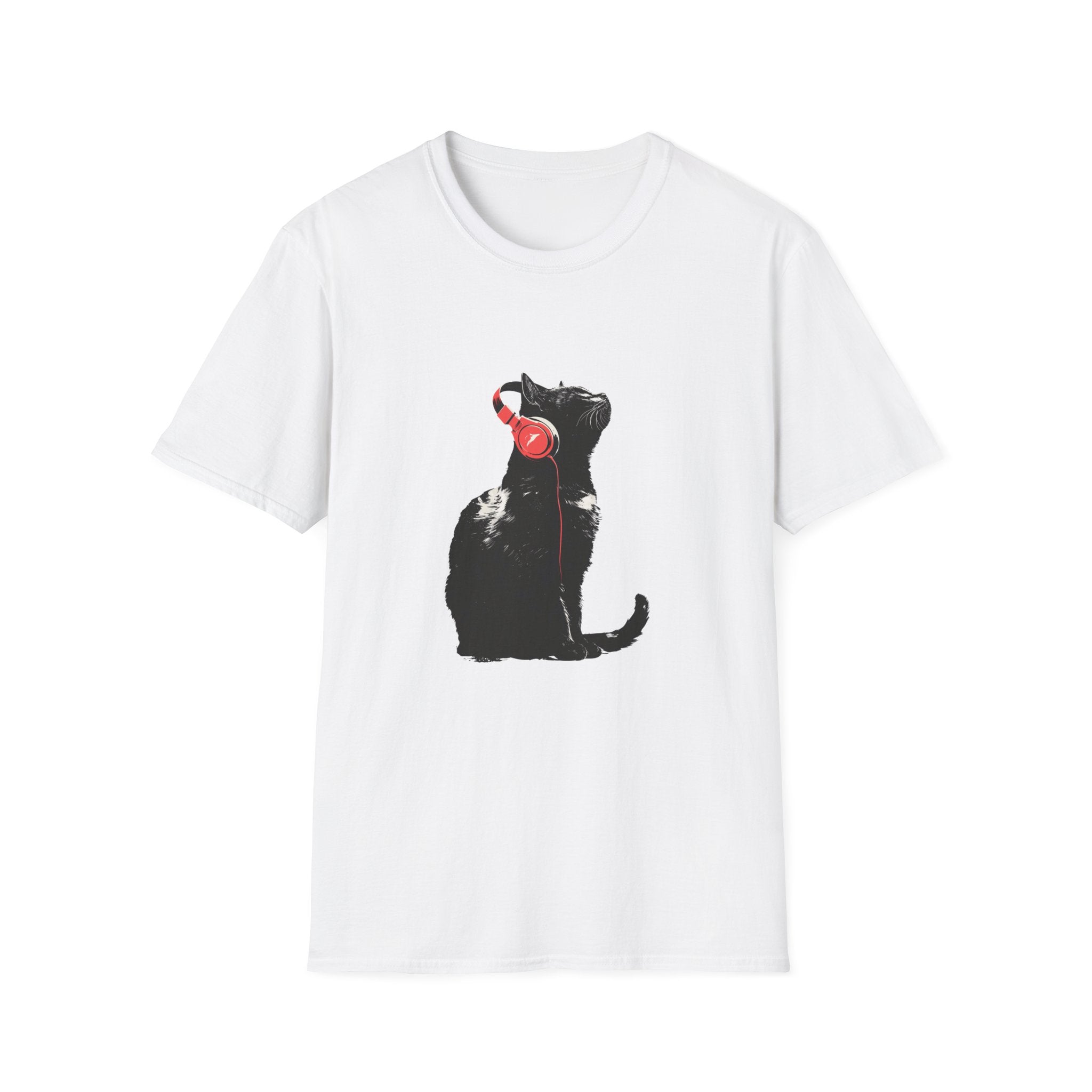 Cat With Red Headphones T-Shirt