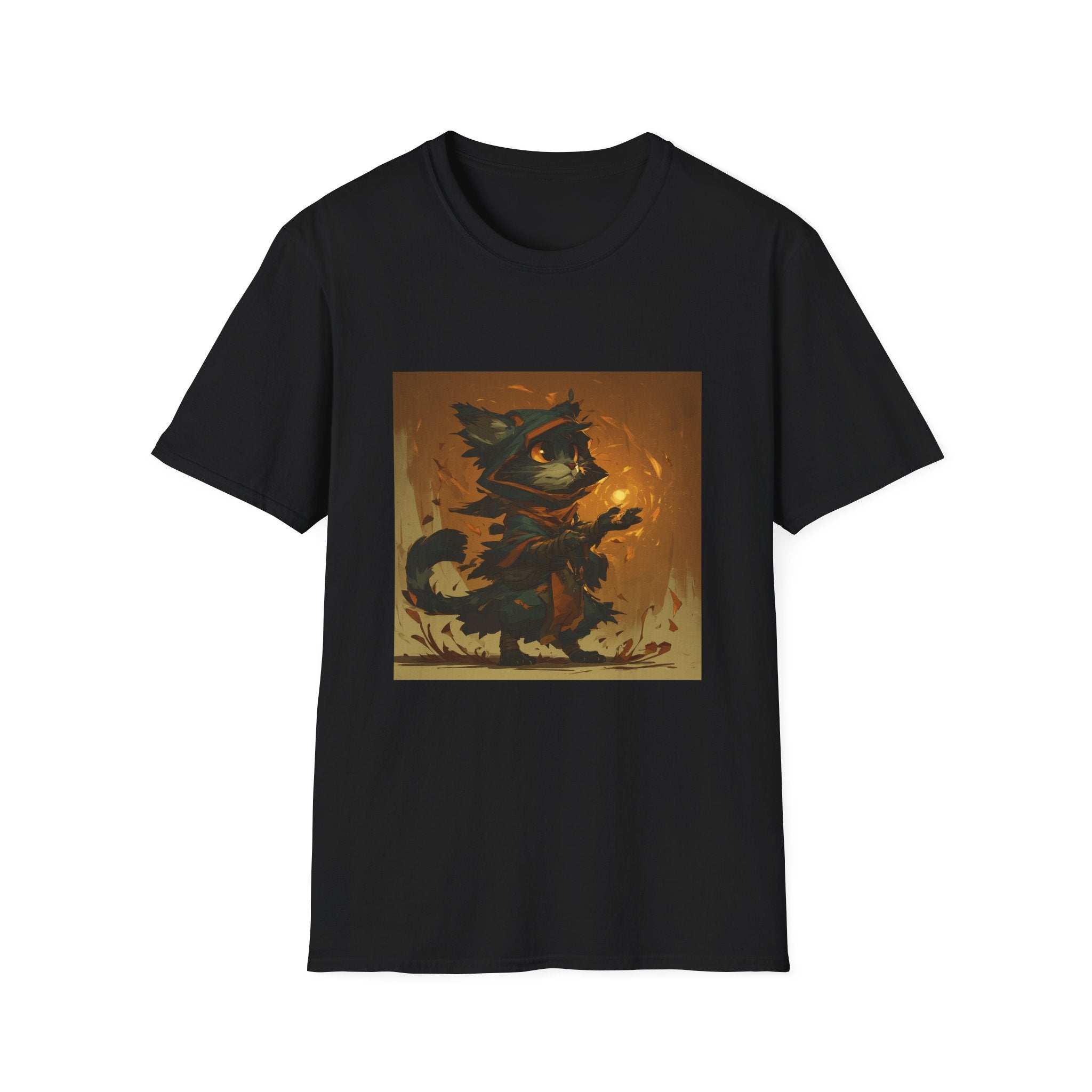 Mystic Cat with Orange Fireball T-Shirt