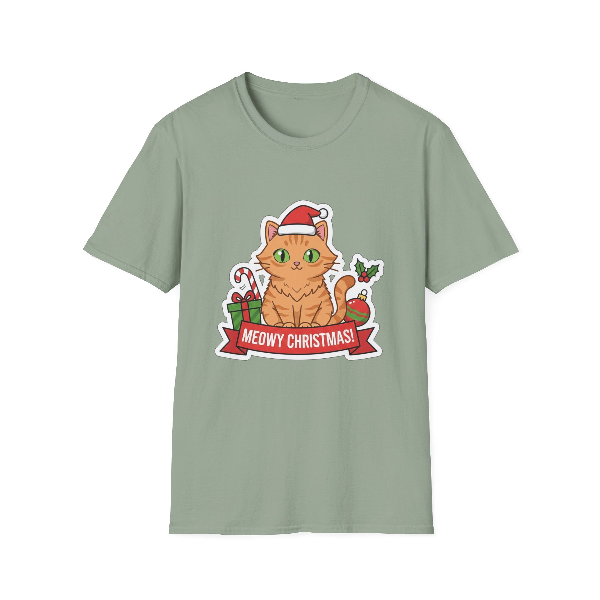 Meowy Christmas (Orange Cat) T-Shirt
