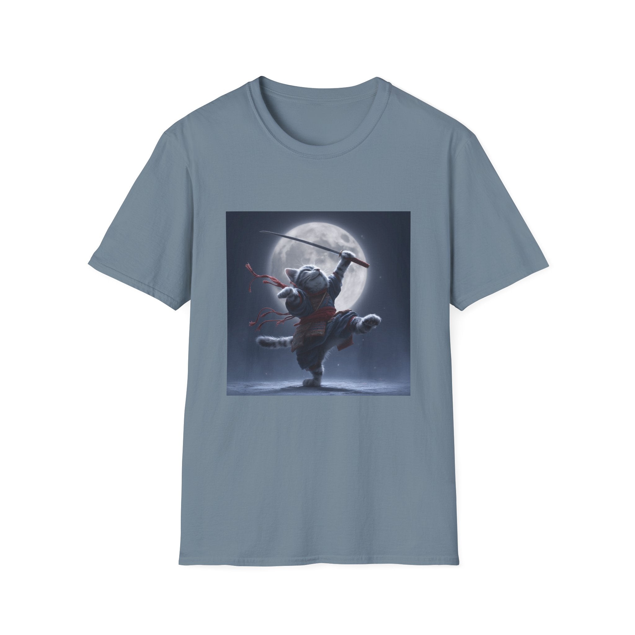 Samurai Cat and Moon T-Shirt