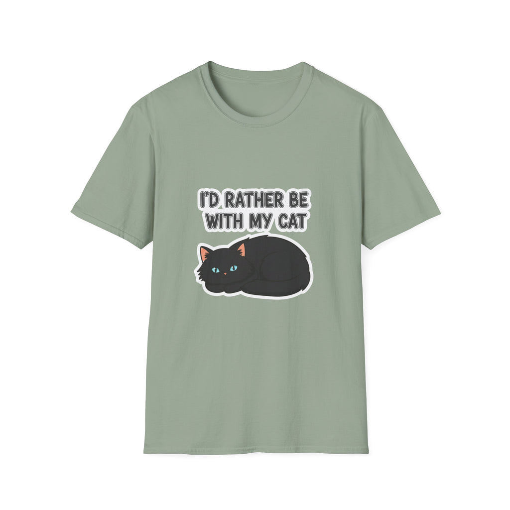 I'd Rather Be With My Cat (Black Cat) T-Shirt