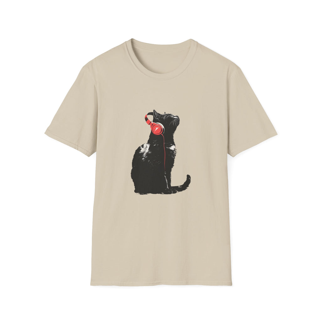 Cat With Red Headphones T-Shirt