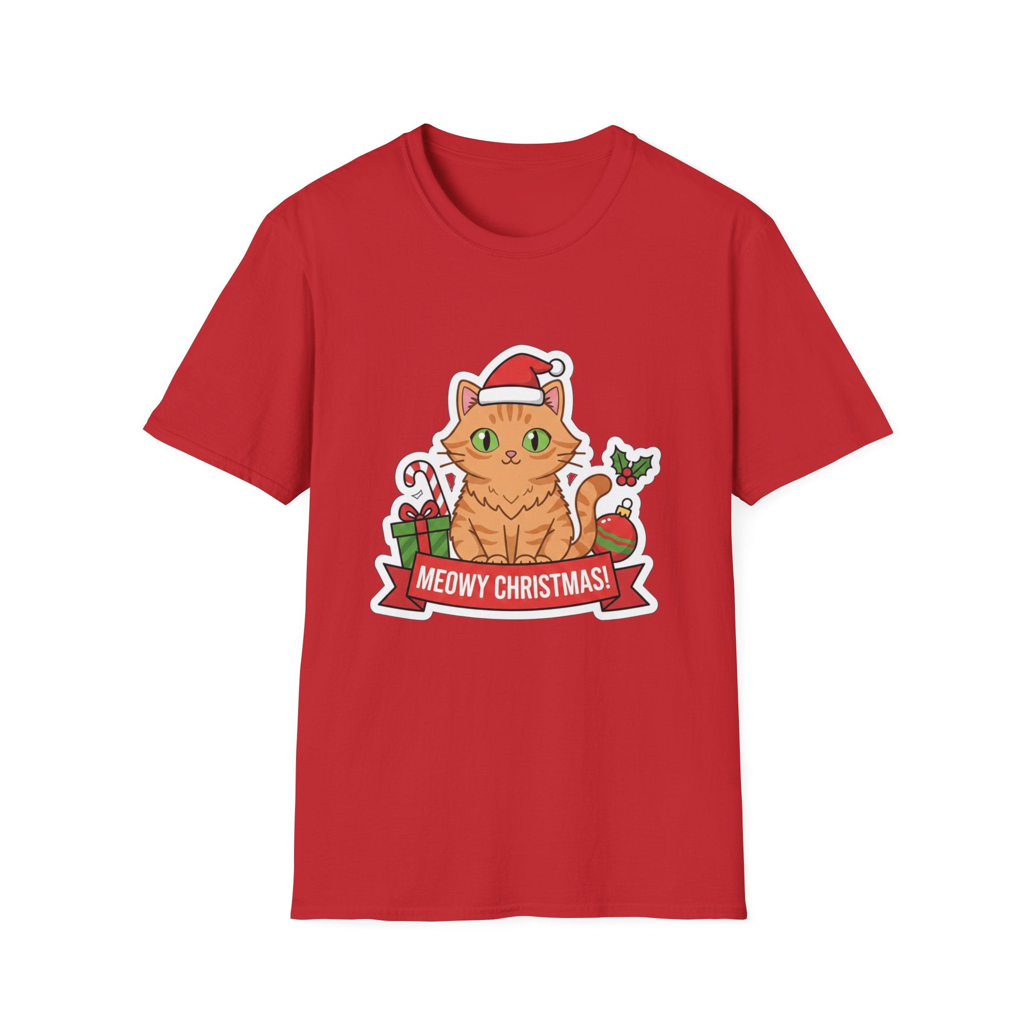 Meowy Christmas (Orange Cat) T-Shirt
