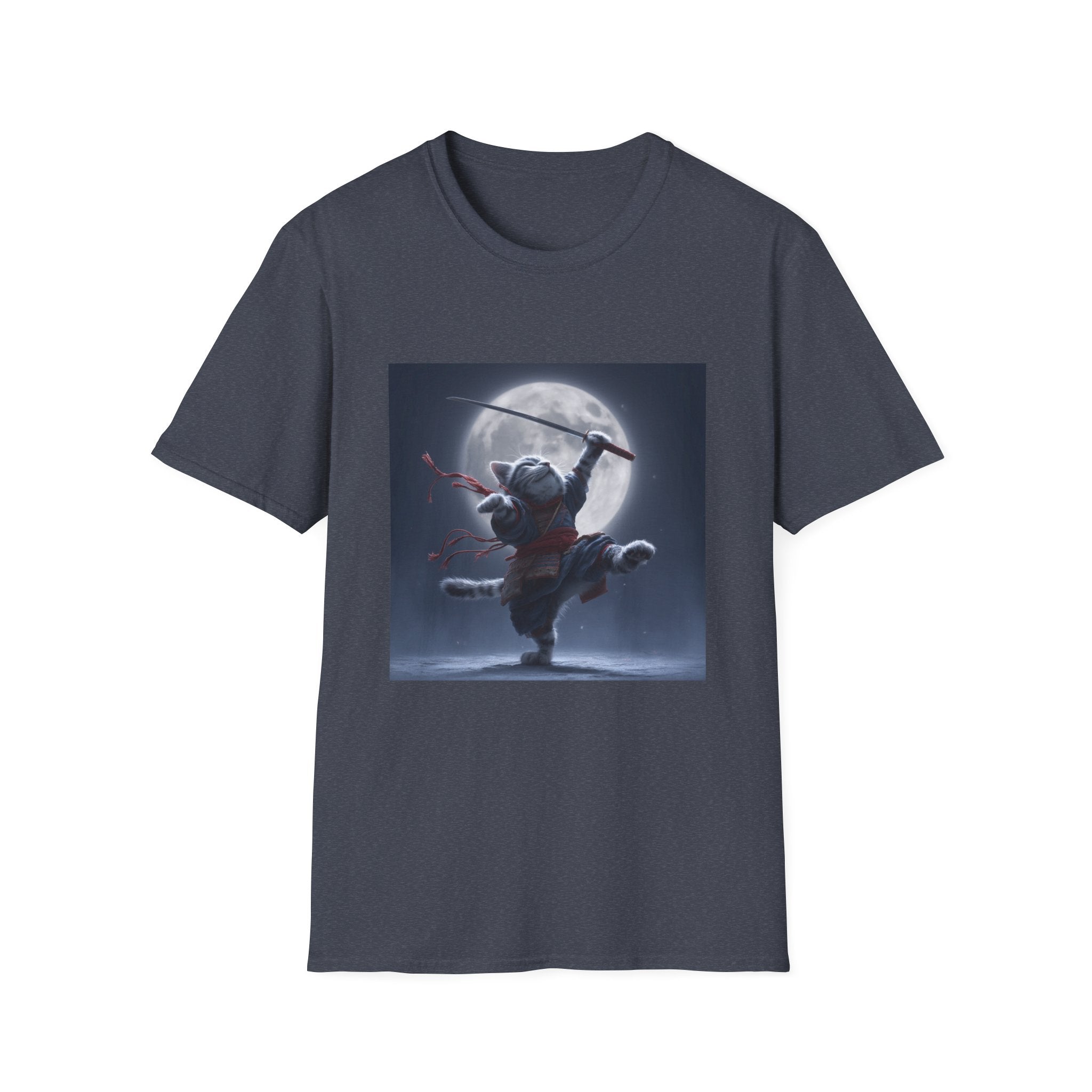 Samurai Cat and Moon T-Shirt