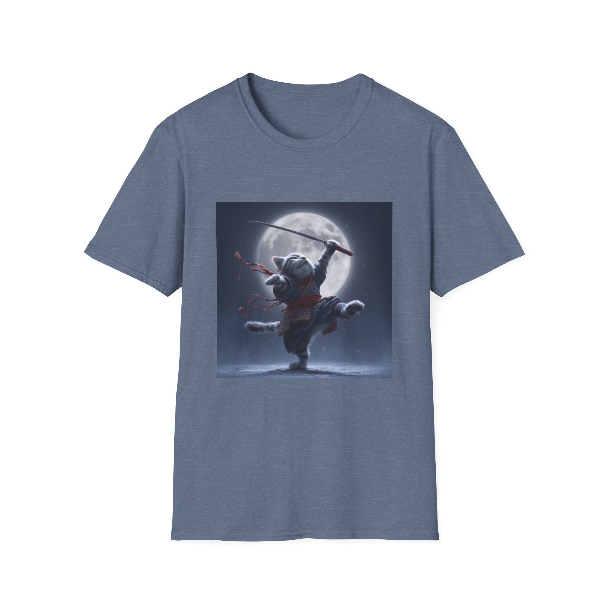 Samurai Cat and Moon T-Shirt