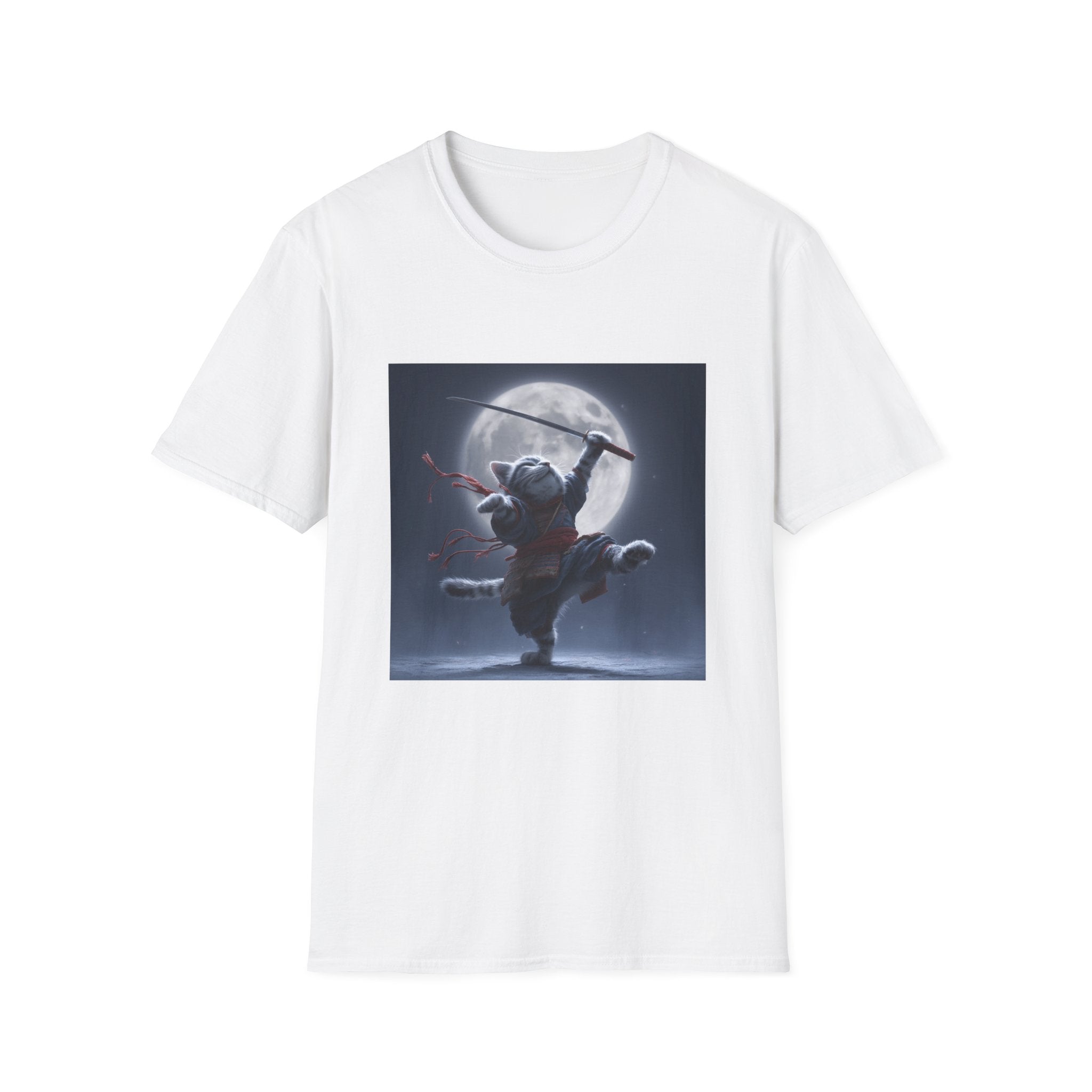 Samurai Cat and Moon T-Shirt