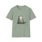 Cat Tangled Up In Xmas Lights T-Shirt