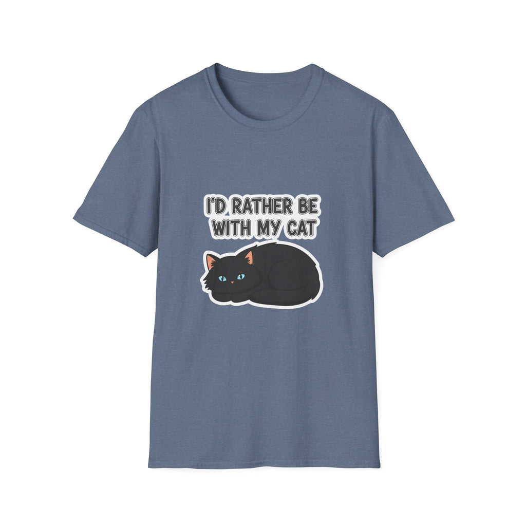 I'd Rather Be With My Cat (Black Cat) T-Shirt