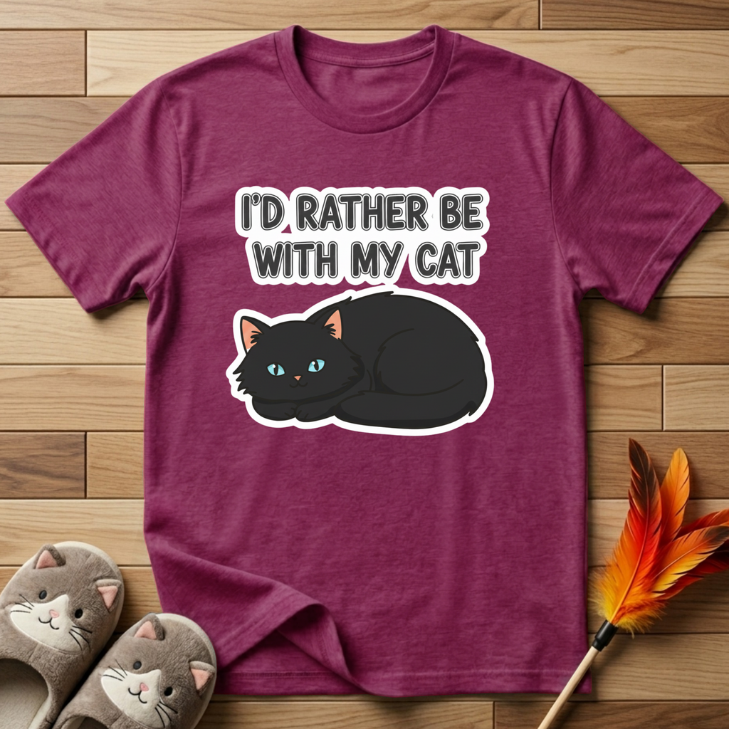 I'd Rather Be With My Cat (Black Cat) T-Shirt