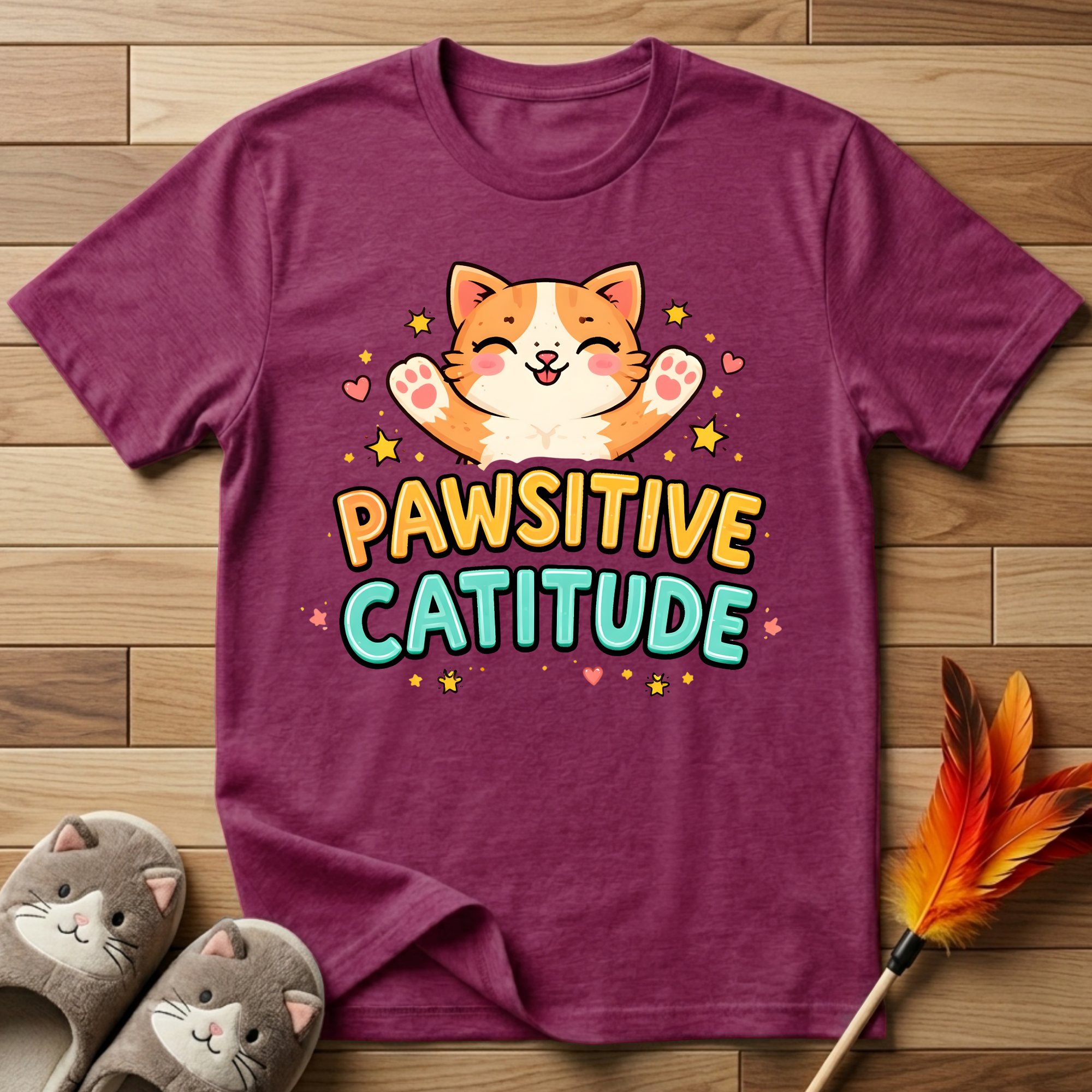 Pawsitive Catitude (Outstretched Arms) T-Shirt