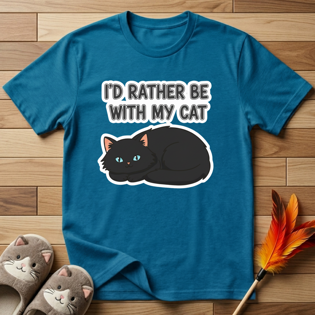 I'd Rather Be With My Cat (Black Cat) T-Shirt