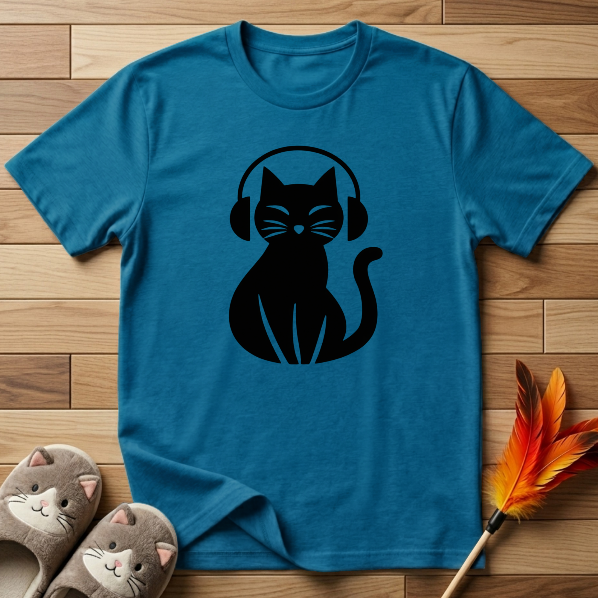 Cat With Headphones T-Shirt
