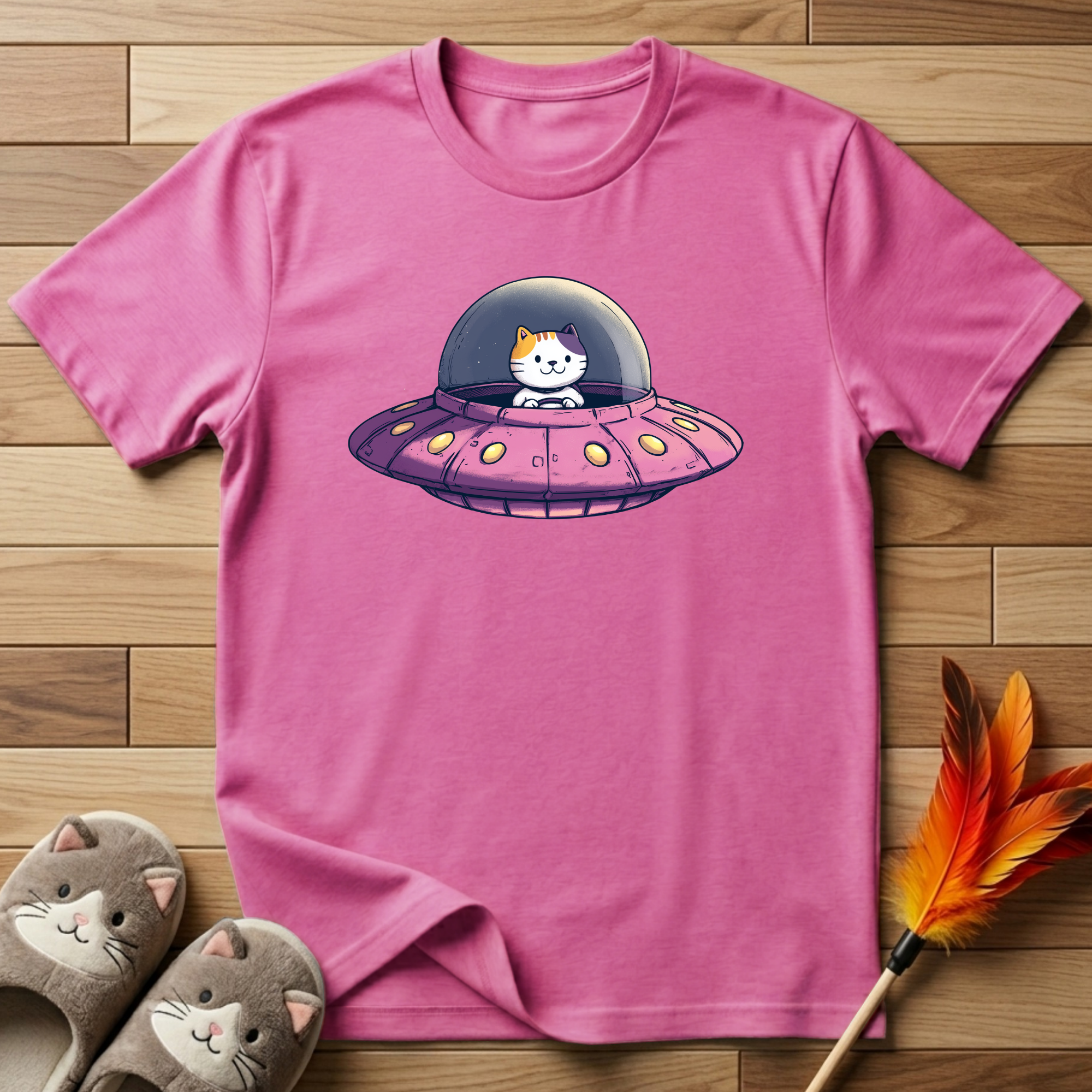 Cat in UFO T-Shirt