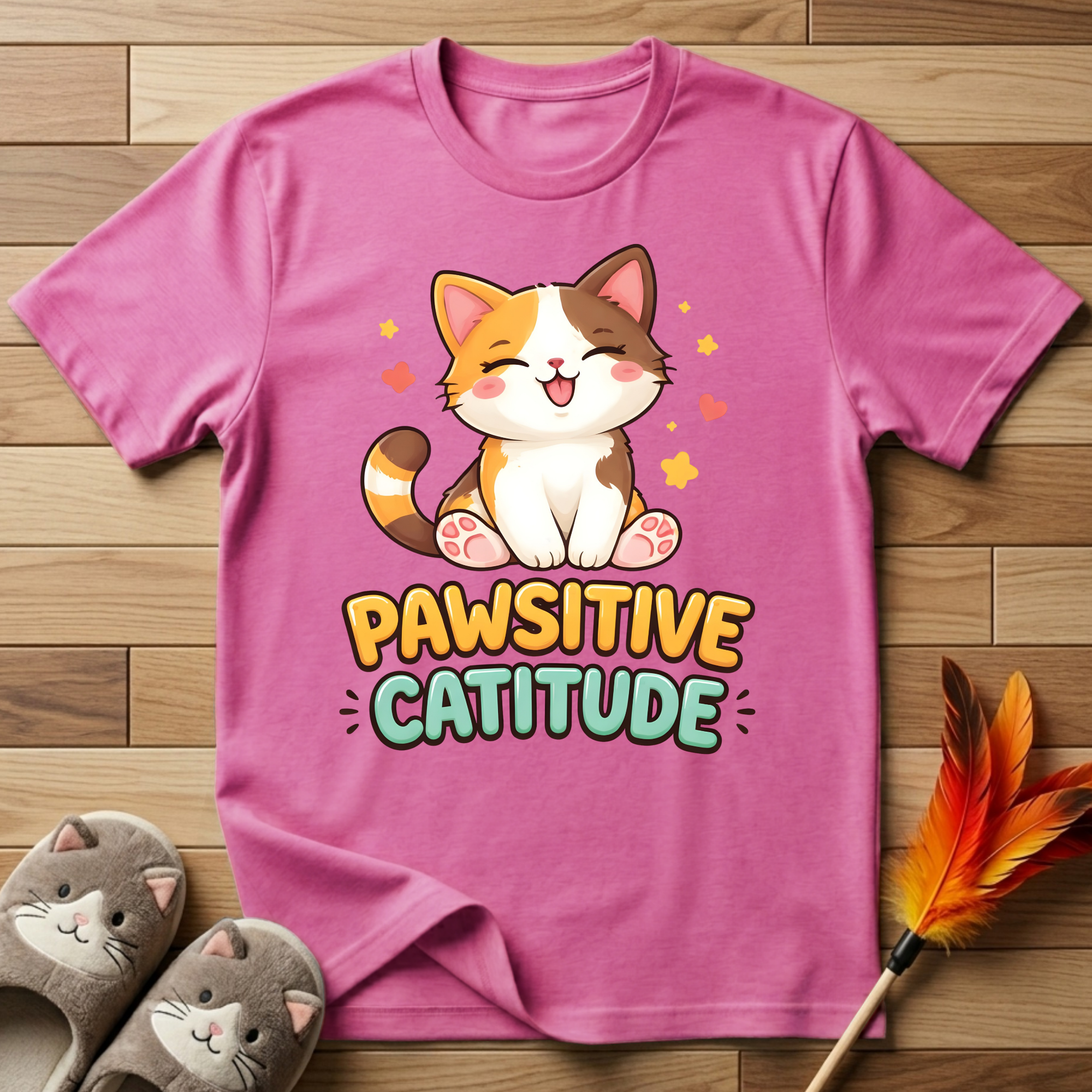 Pawsitive Catitude (Sitting Cat) T-Shirt