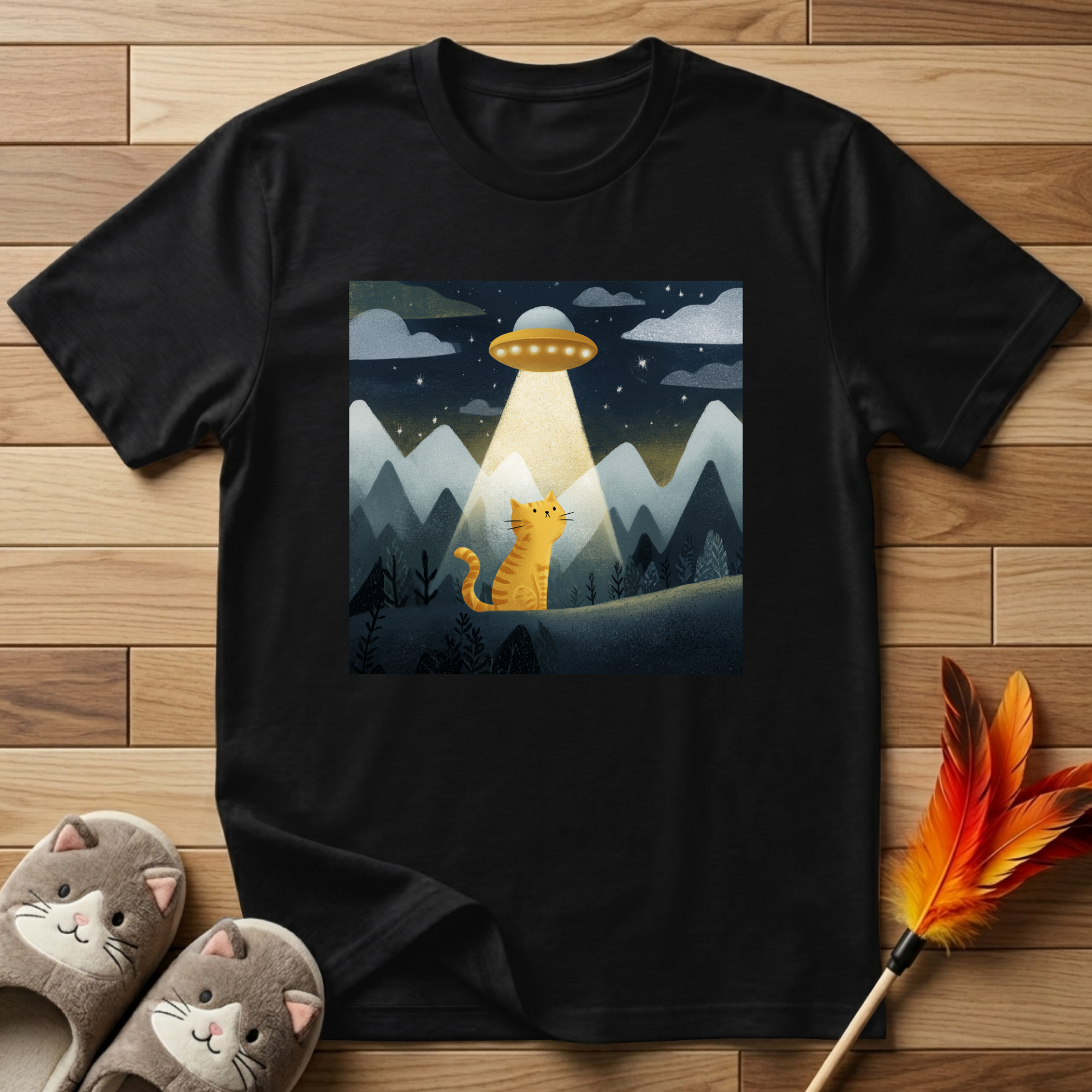Cat Under UFO T-Shirt