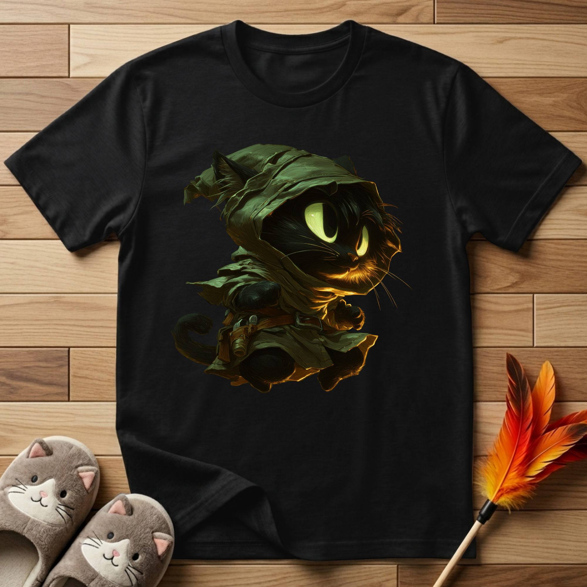 Mystic Cat with Green Hood T-Shirt