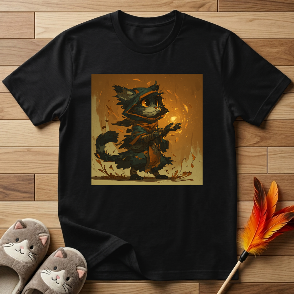 Mystic Cat with Orange Fireball T-Shirt