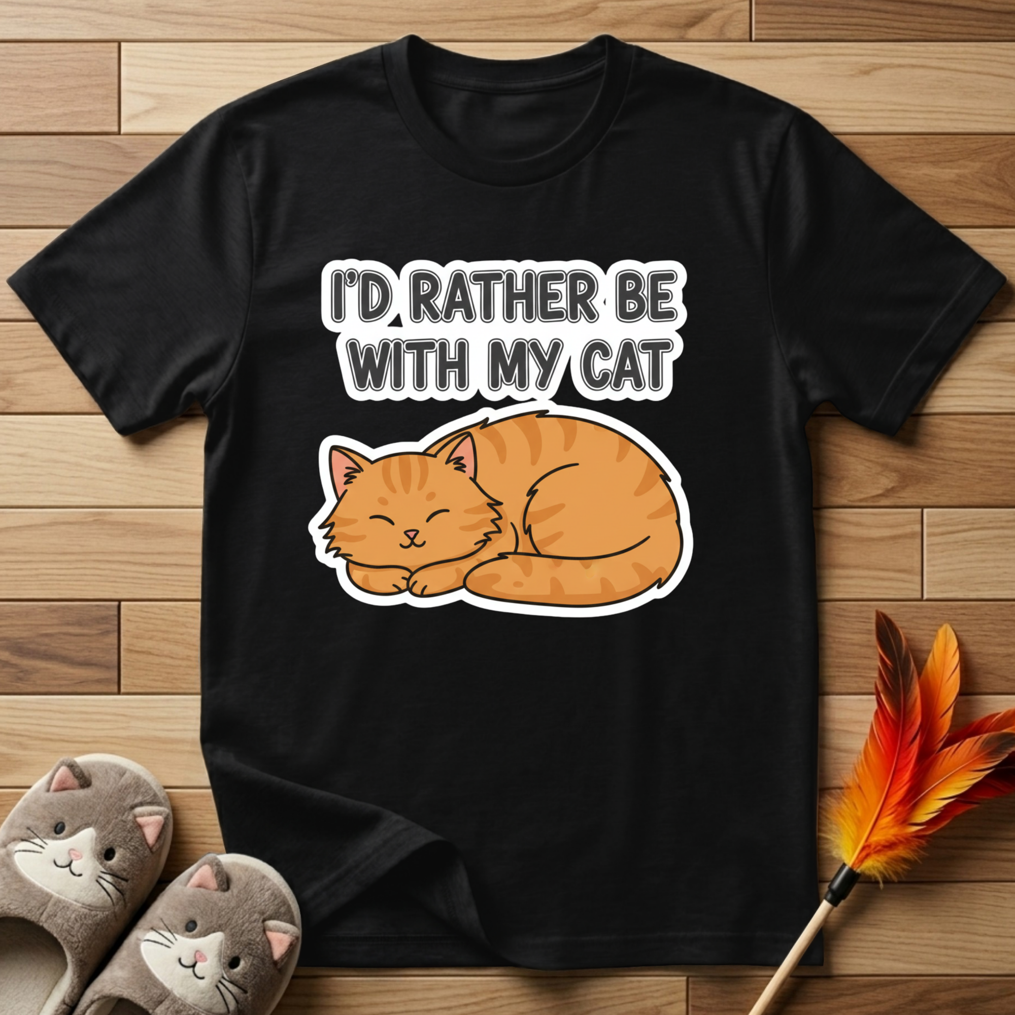 I'd Rather Be With My Cat (Orange Cat) T-Shirt