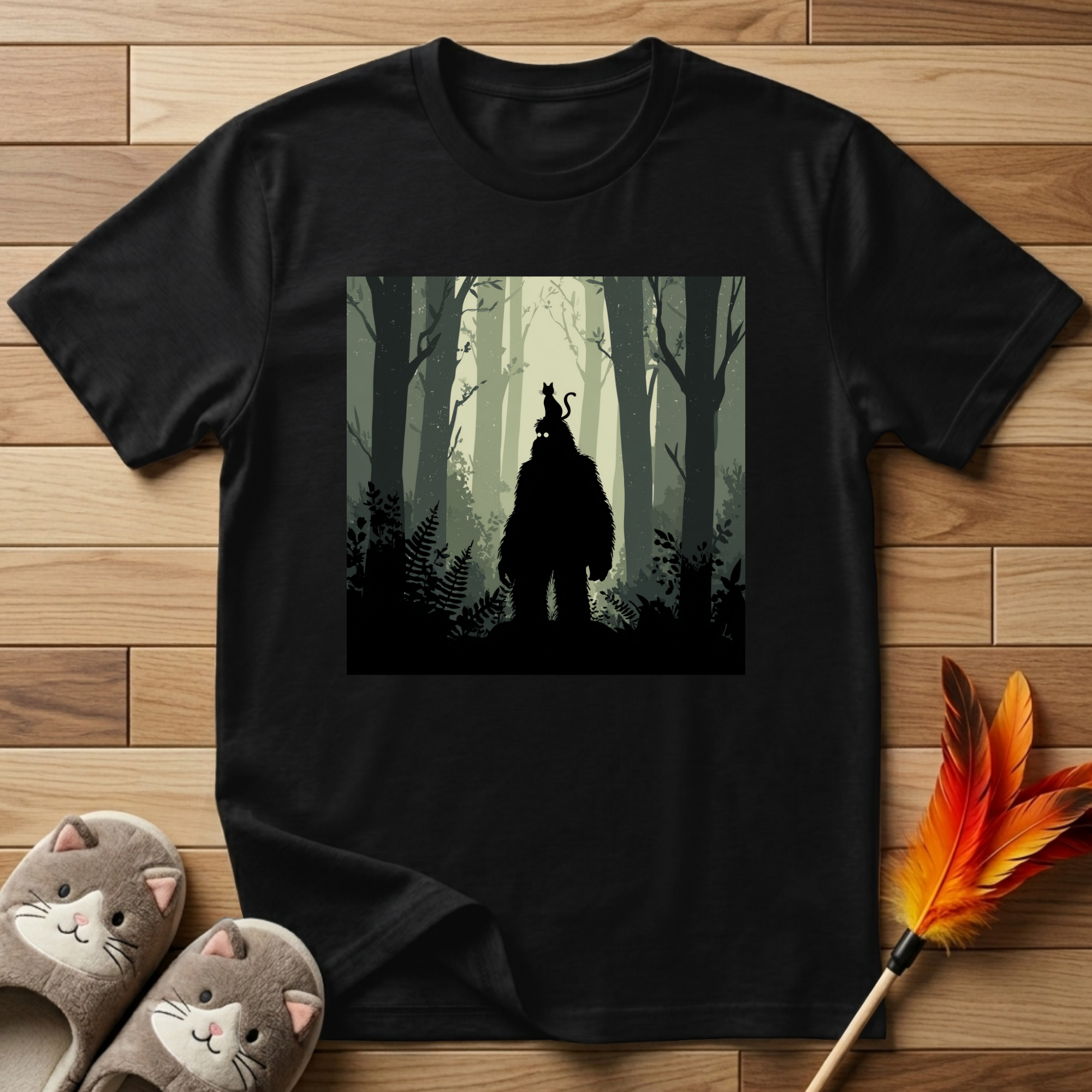 Bigfoot and Cat T-Shirt