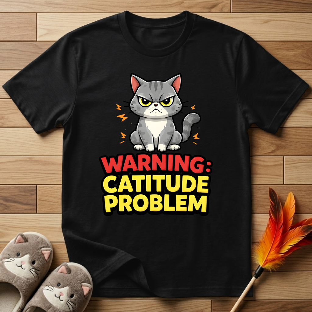 Warning Catitude Problem T-Shirt