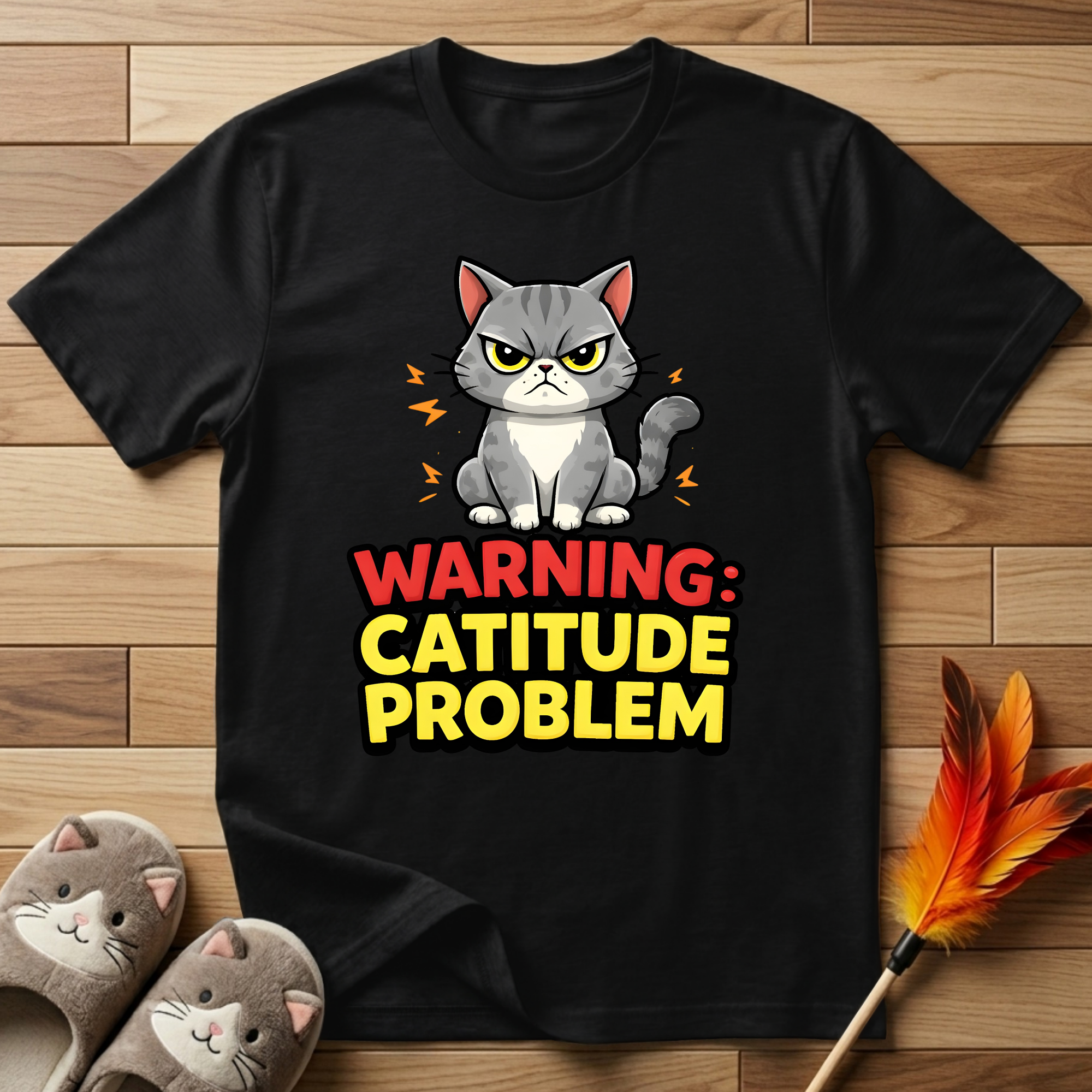Warning Catitude Problem T-Shirt