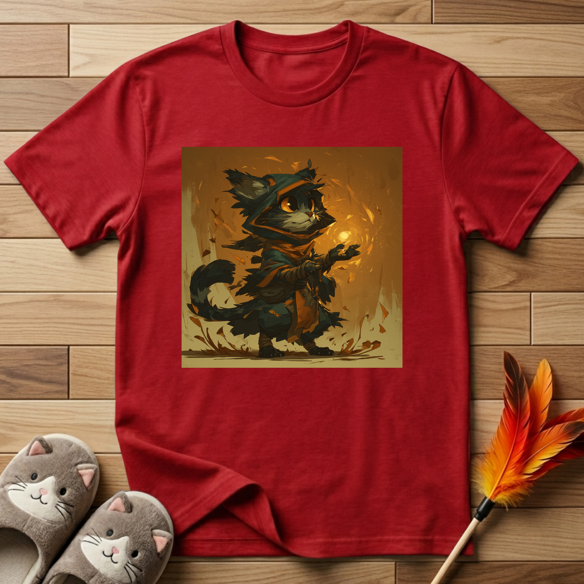 Mystic Cat with Orange Fireball T-Shirt