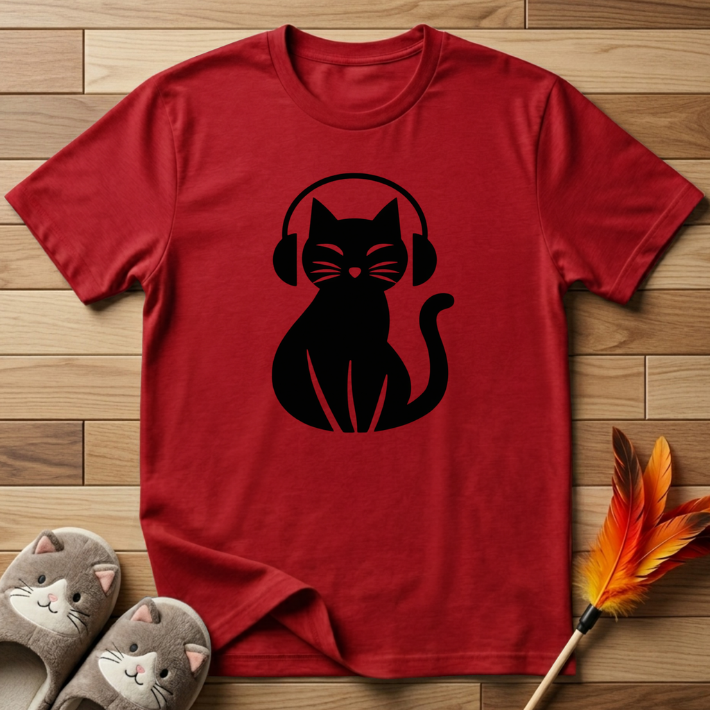 Cat With Headphones T-Shirt