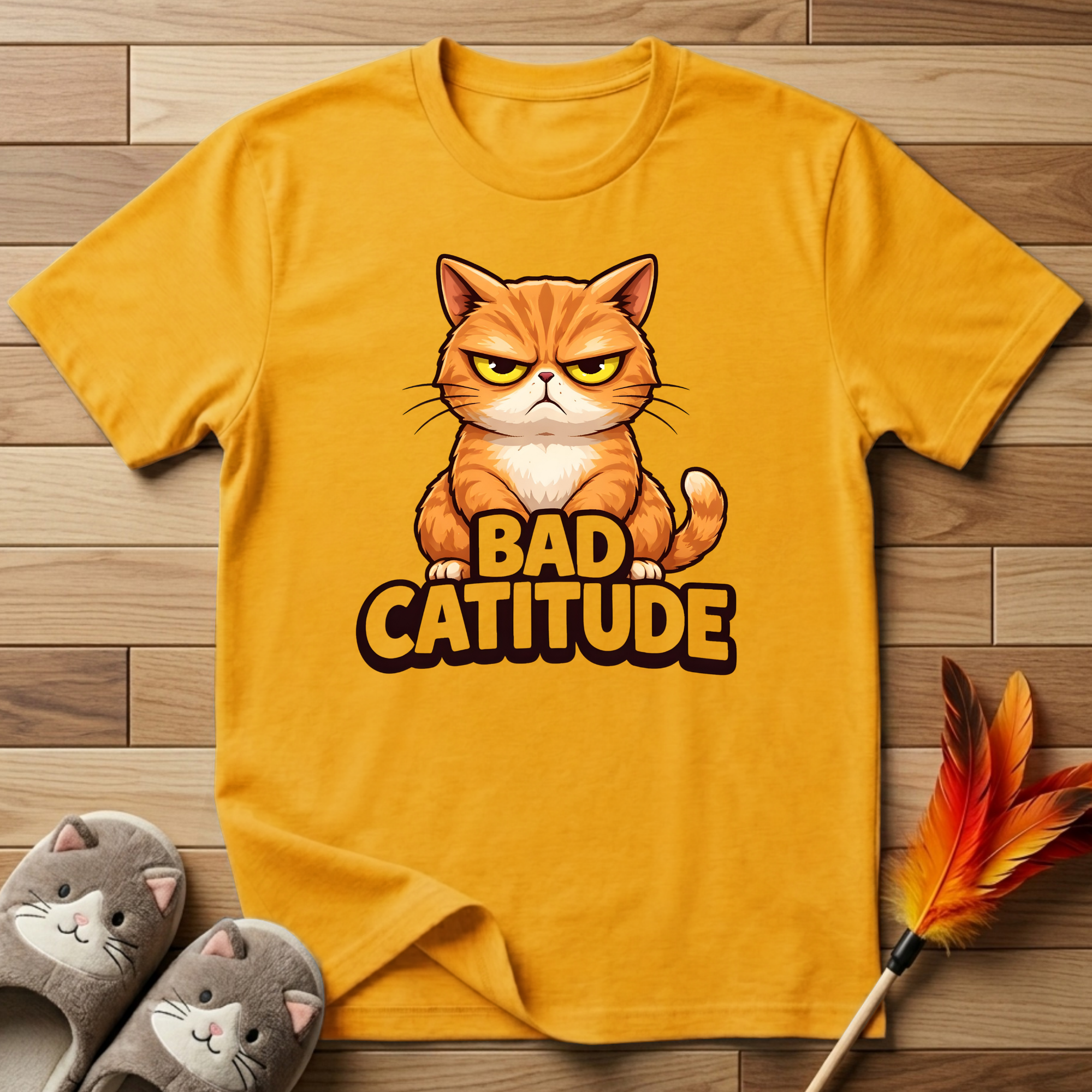 Bad Catitude (Transparent Text) T-Shirt