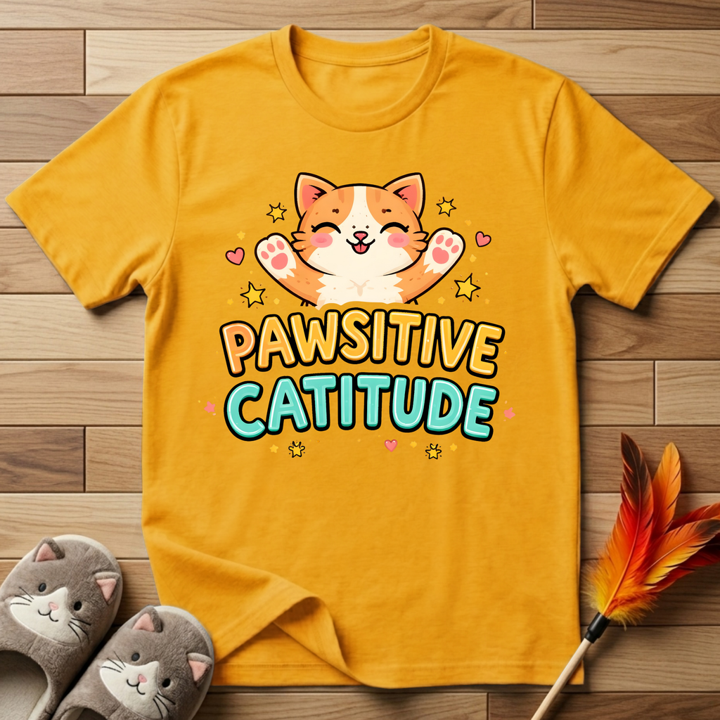 Pawsitive Catitude (Outstretched Arms) T-Shirt