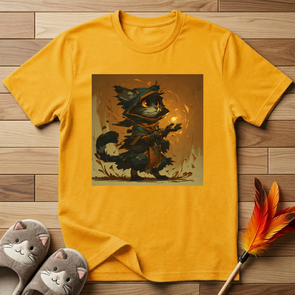 Mystic Cat with Orange Fireball T-Shirt