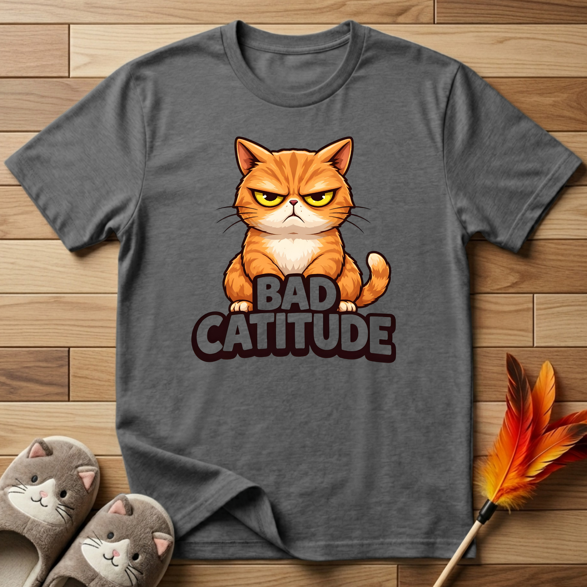 Bad Catitude (Transparent Text) T-Shirt