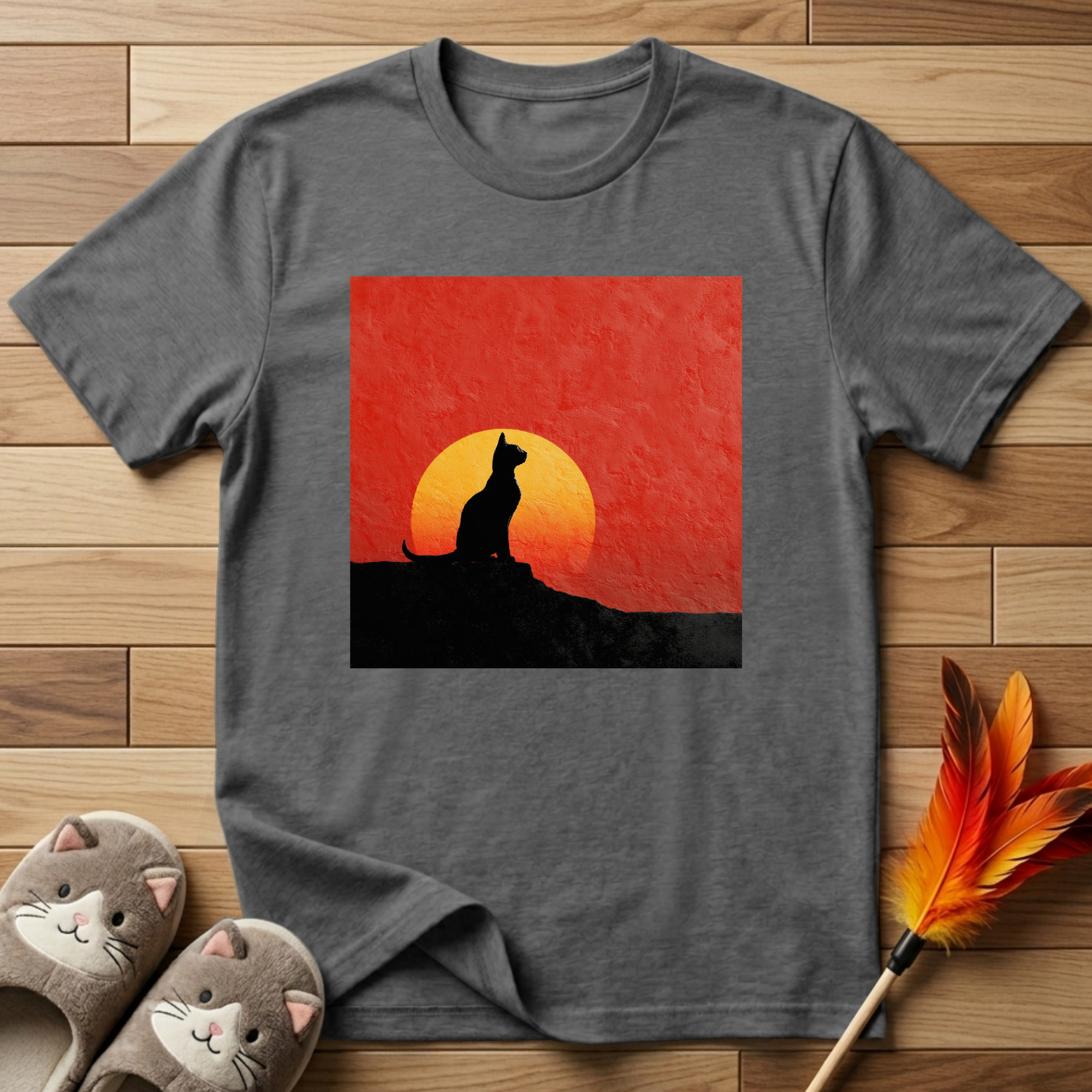 Cat Silhouette in Sunset T-Shirt