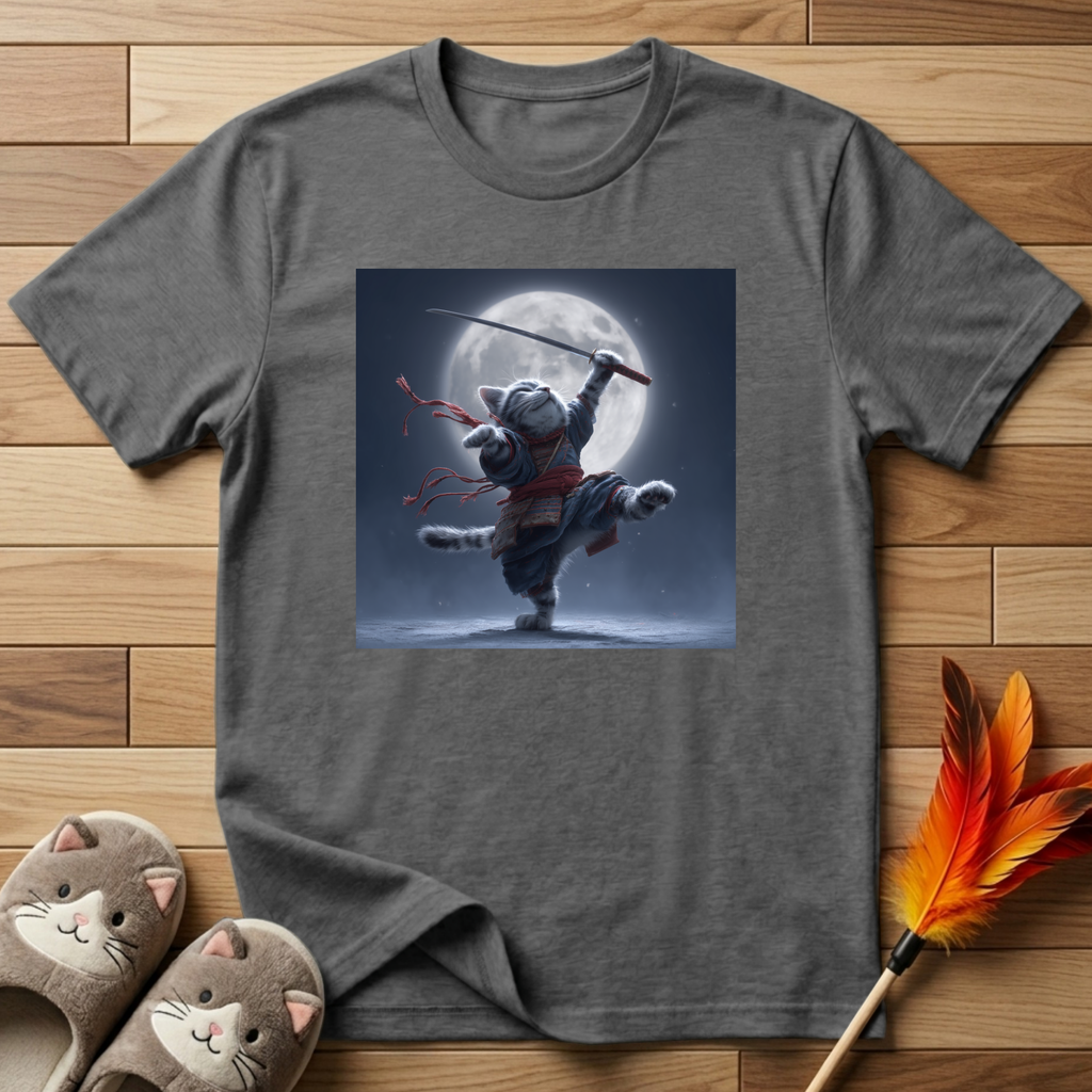 Samurai Cat and Moon T-Shirt