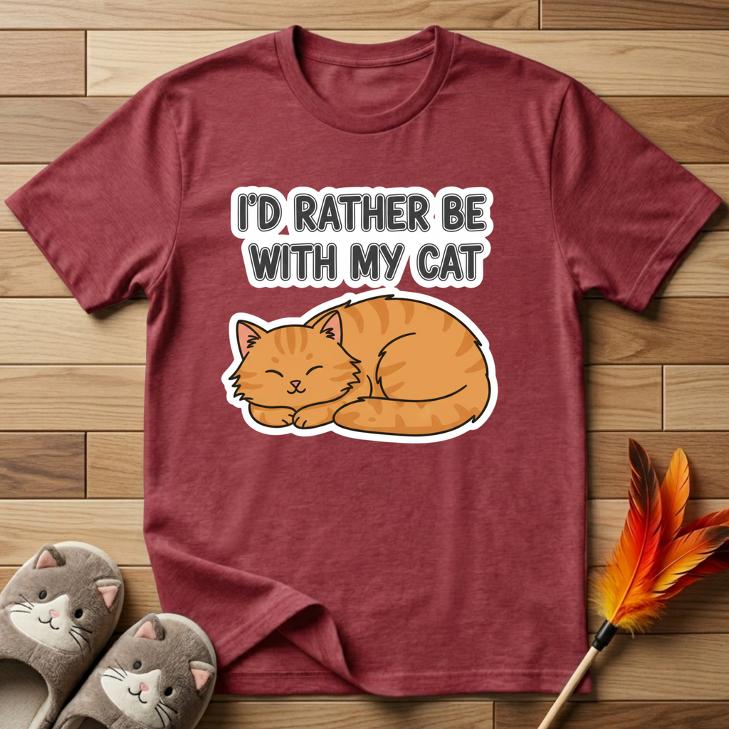 I'd Rather Be With My Cat (Orange Cat) T-Shirt