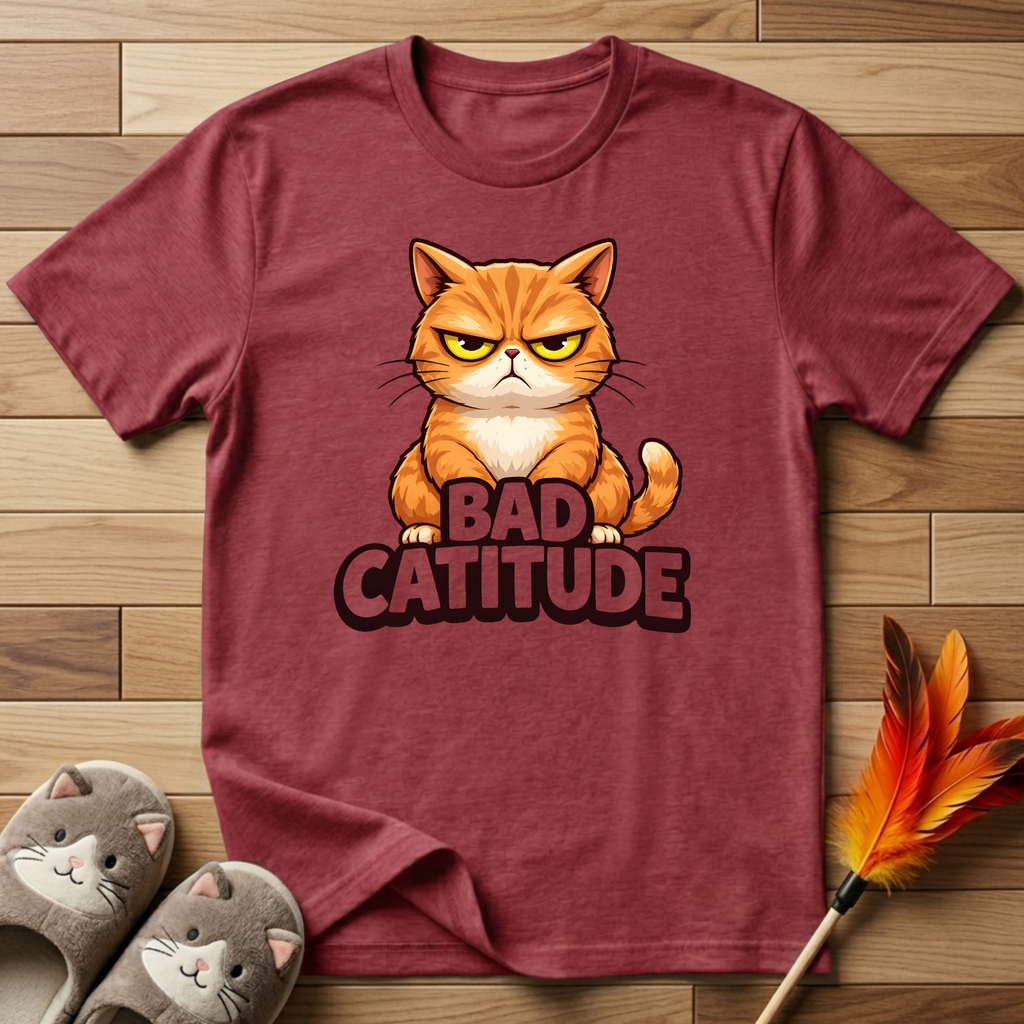 Bad Catitude (Transparent Text) T-Shirt