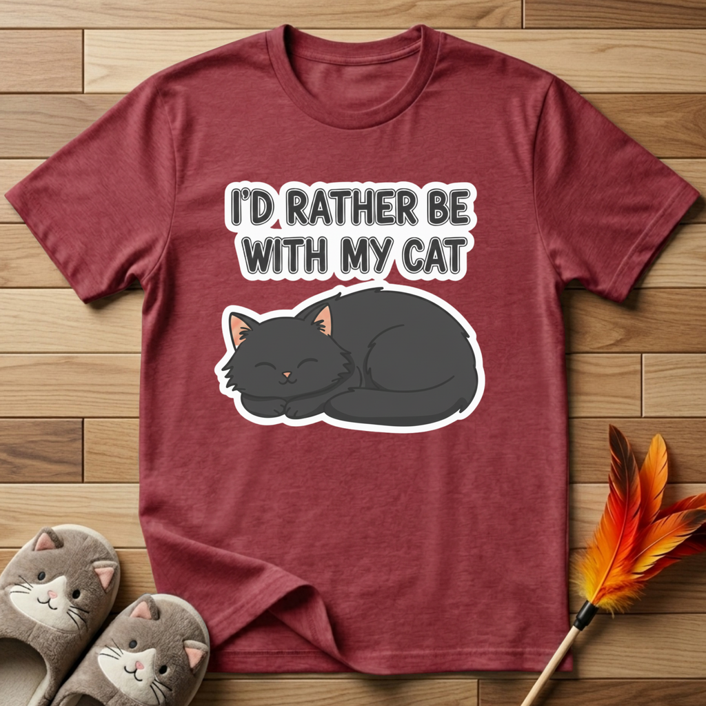 I'd Rather Be With My Cat (Gray Cat) T-Shirt