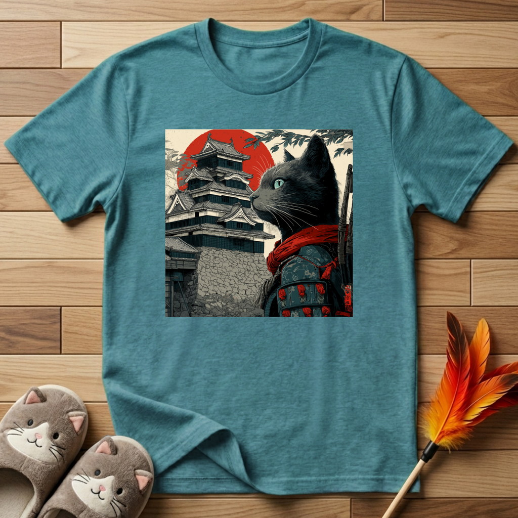 Cat in Front of Samurai Castle T-Shirt