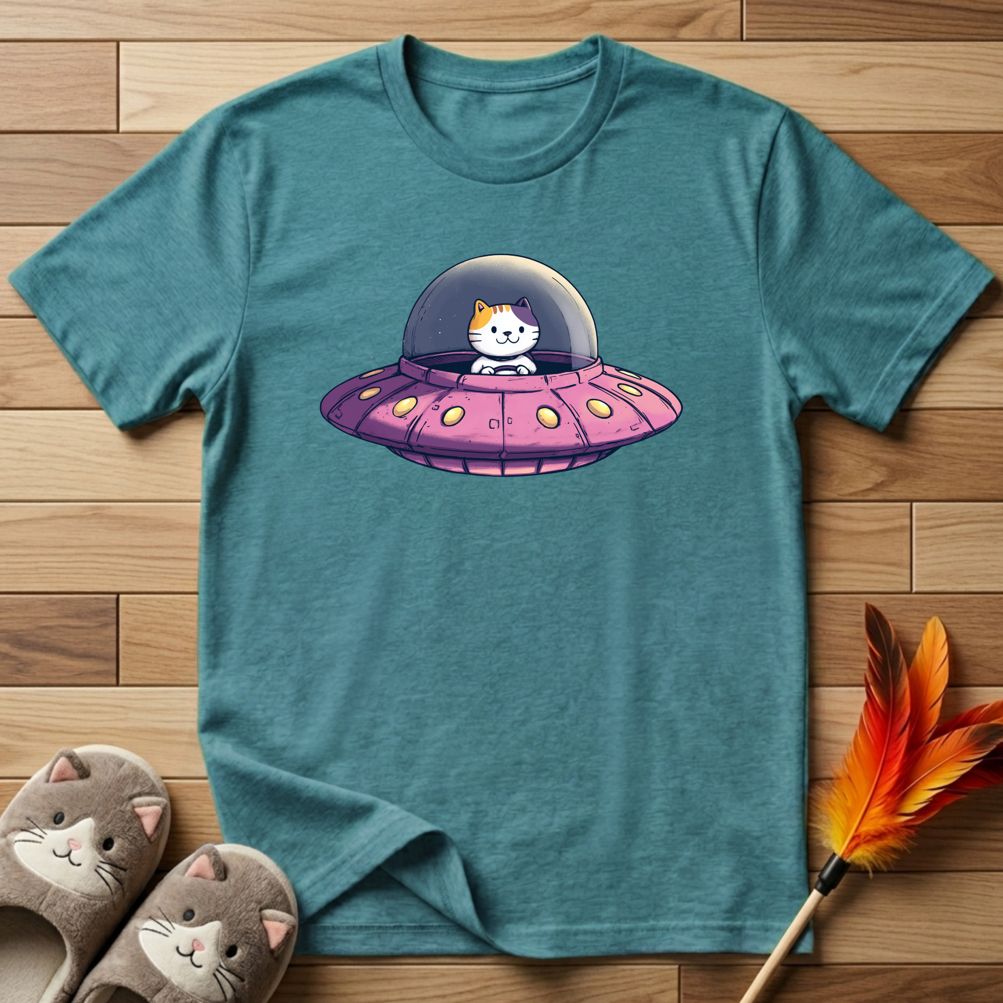Cat in UFO T-Shirt