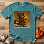 Mystic Cat with Orange Fireball T-Shirt
