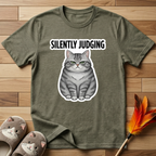 Silently Judging (Green Eyes Cat) T-Shirt