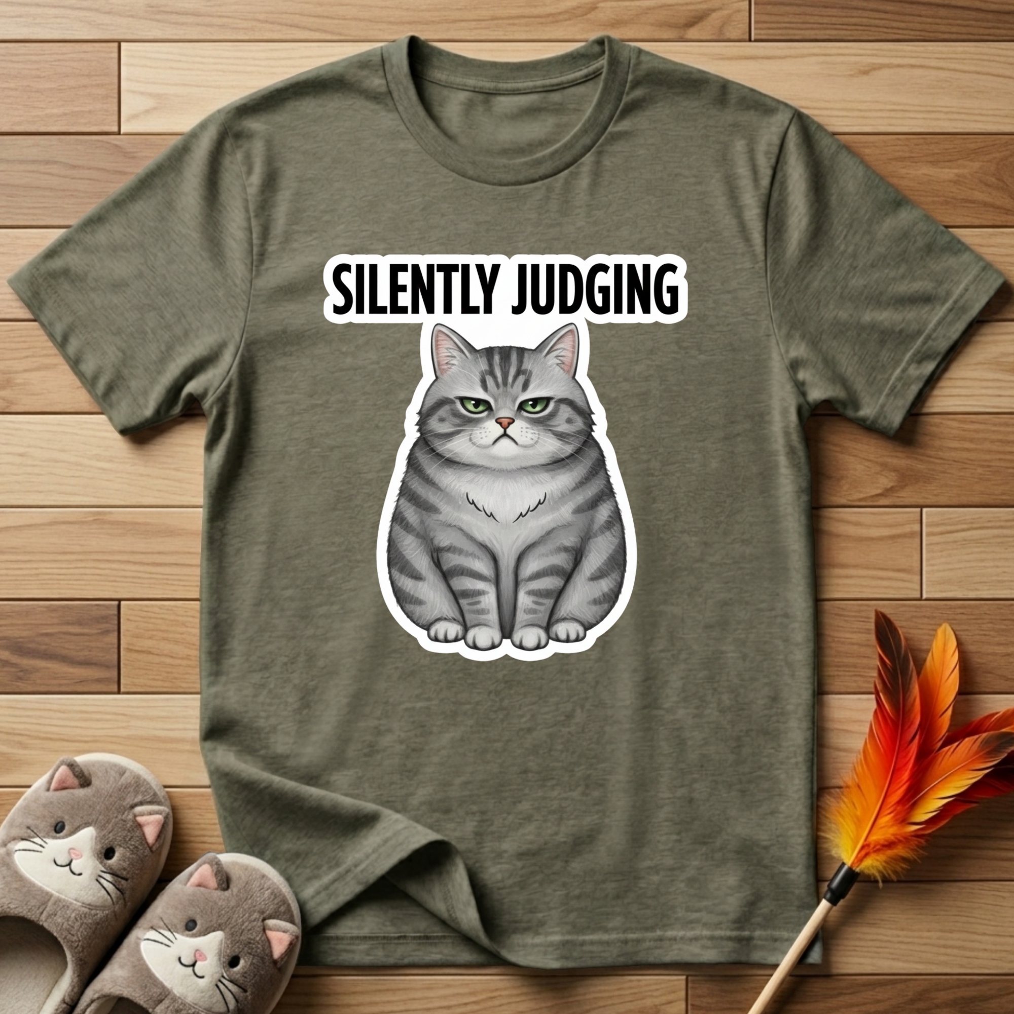 Silently Judging (Green Eyes Cat) T-Shirt