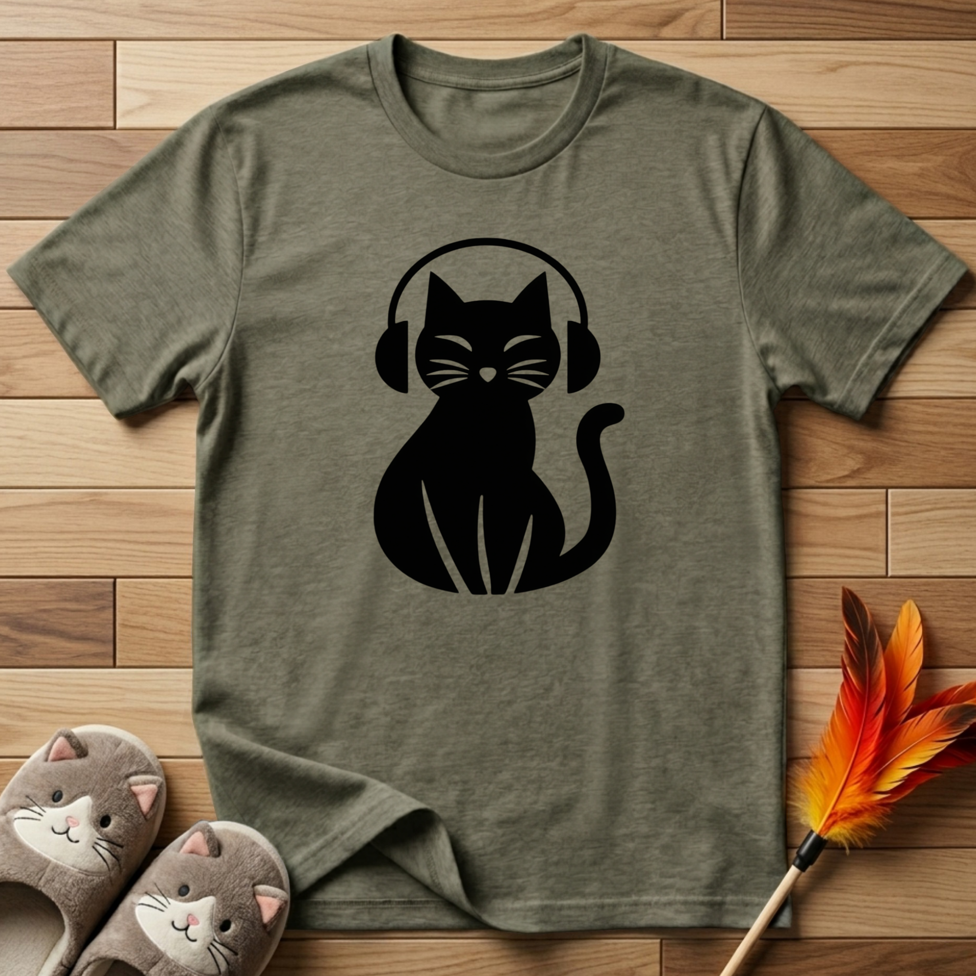 Cat With Headphones T-Shirt