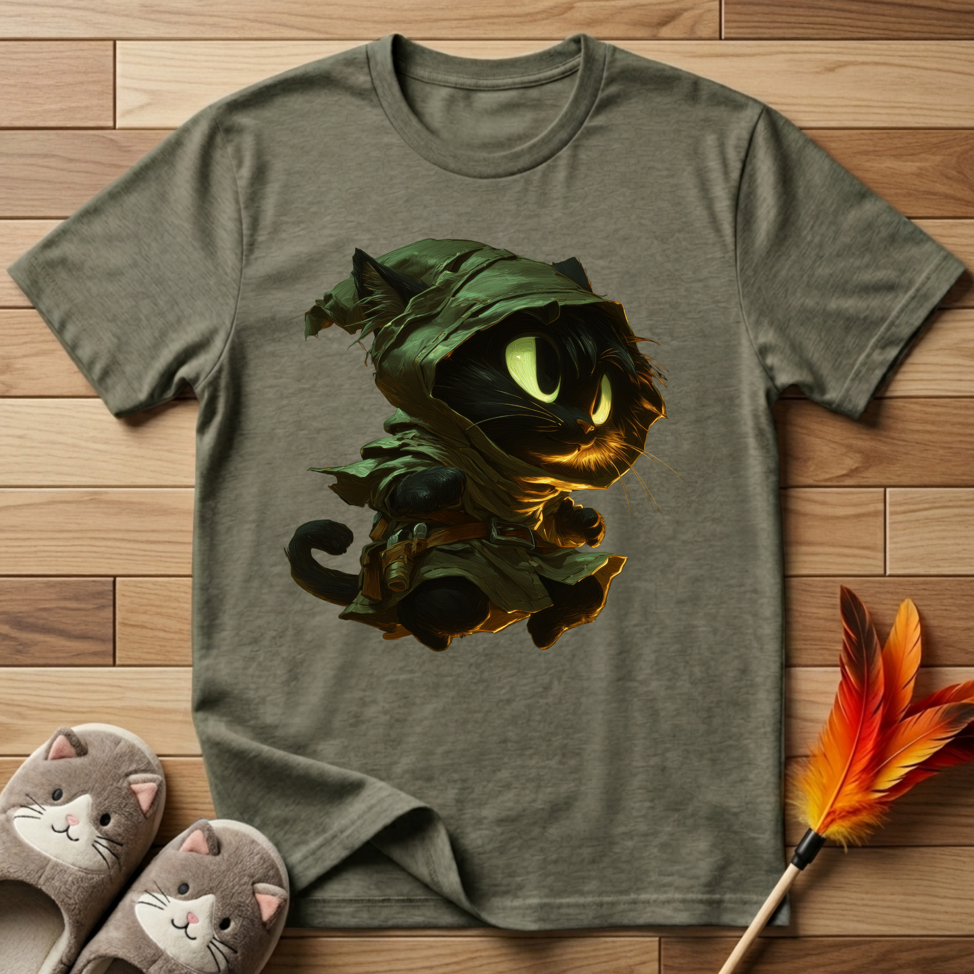 Mystic Cat with Green Hood T-Shirt