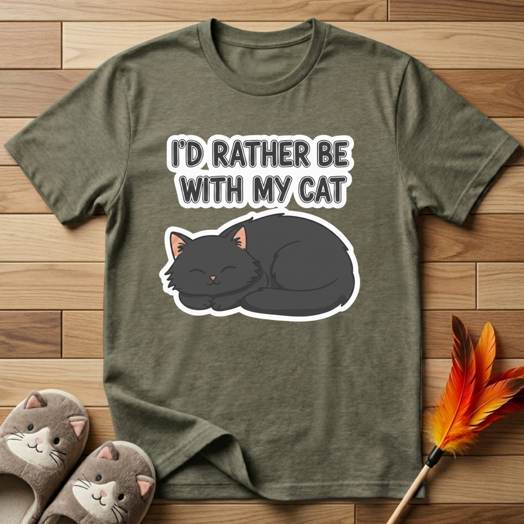 I'd Rather Be With My Cat (Gray Cat) T-Shirt