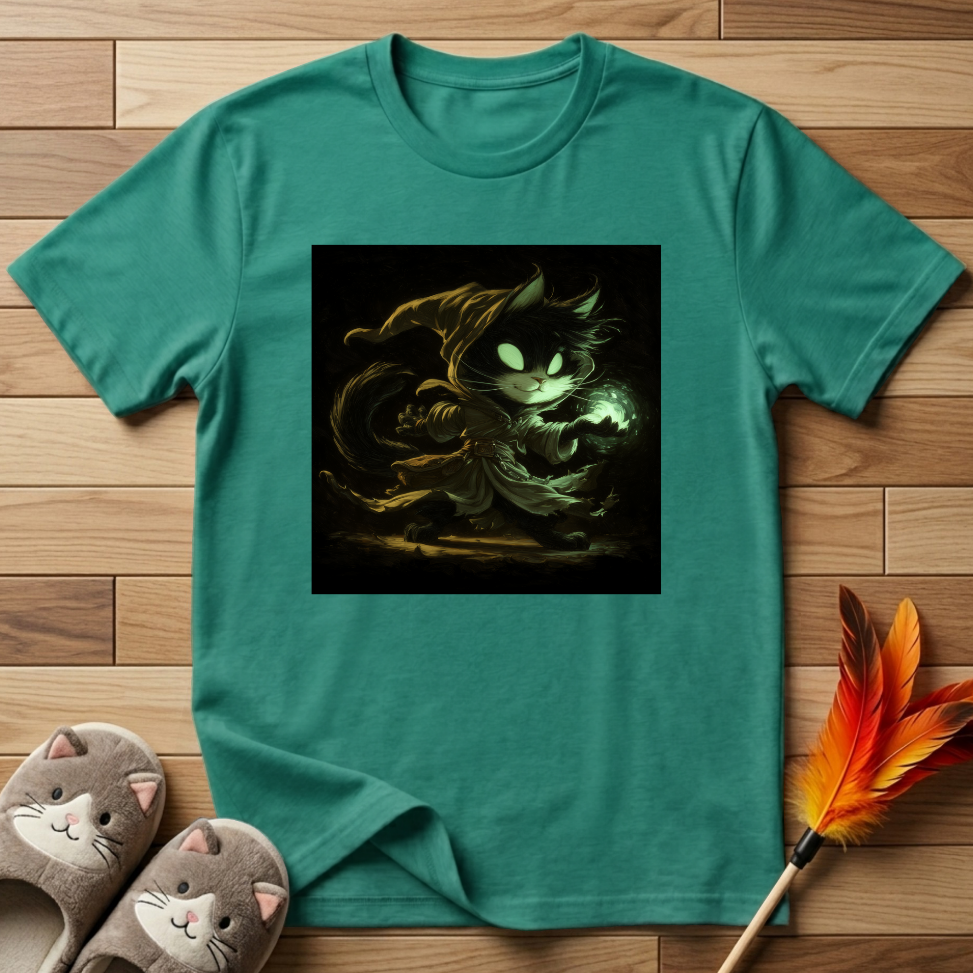 Mystic Cat with Green Fireball T-Shirt